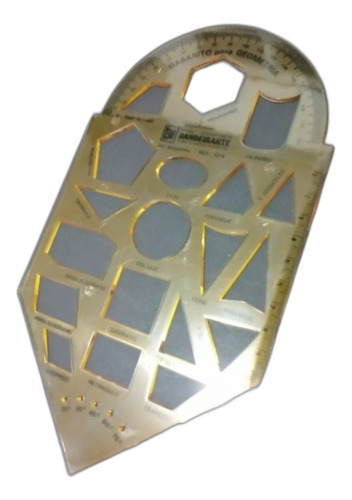 Gabarito Geométrico Com Transferidor E Esquadro Bandeirante.