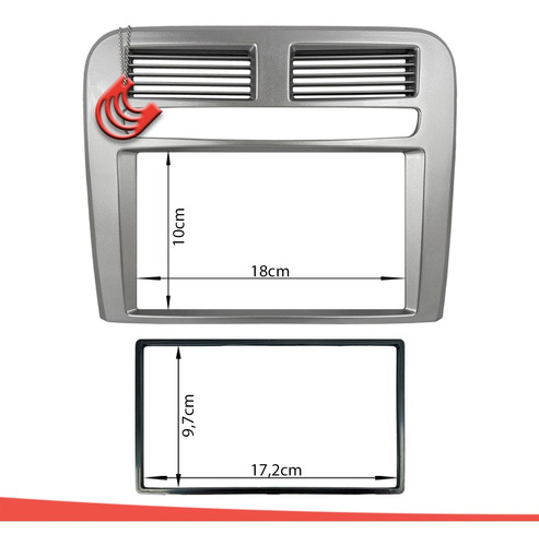 Imagem 7 de 9 de Moldura Painel 2 Din Multimidia Dvd Mp5 Fiat Punto 2008 2009 2010 2011 2012 - Prata