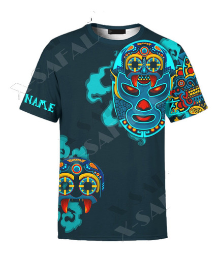 Camiseta Con Estampado 3d De Máscara De Lucha Libre Mexicana