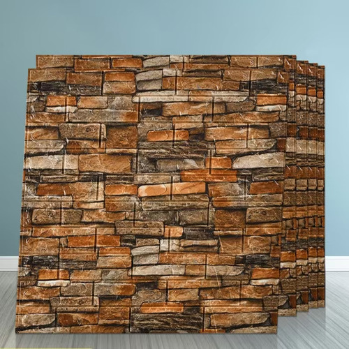 Pack 10 Láminas 3d Tipo Ladrillo Autoadhesivas De 70x77 Cms