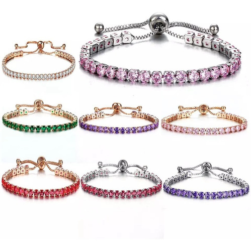 Imagen 2 de 4 de Pulsera De Mujer Delicada Gold Rose Zircon Plateado Bj71051