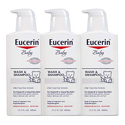 Eucerin Baby, Wash & Shampoo. Formula 2 En 1, Paquete De 3