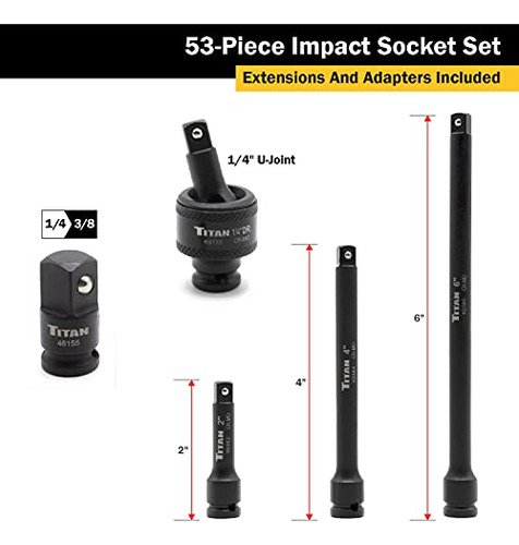 Titan 46053 53-piece 1/4-inch Drive Sae & Metric Impact Sock