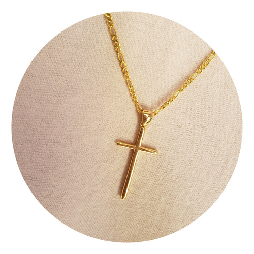 Corrente Com Crucifixo Colar Masculino Banhado A Ouro 18k