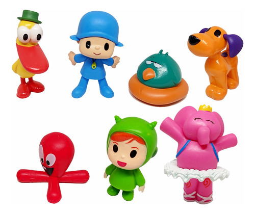 Pocoyo Figuras Set De 7 Muñecos Juguetes Pato Ely Pajaroto