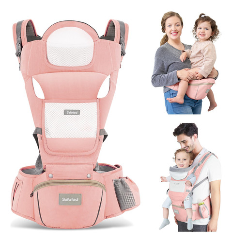 Canguro Para Bebe Con Asiento 6 En 1 Ajustable Rosa Bebe