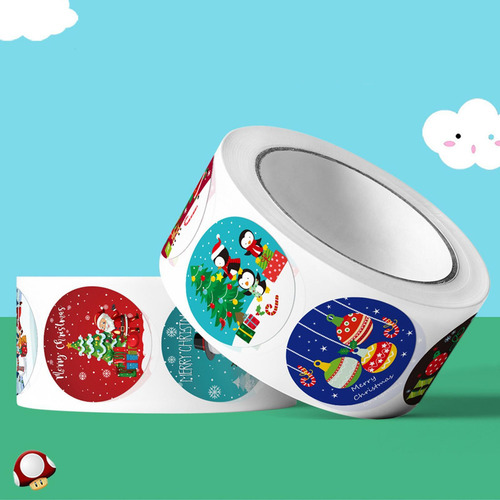 Rollo De Pegatinas Navideñas, Pegatinas Navideñas Estilo A