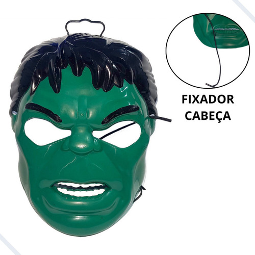 Mascara Hulck Plastico Fixa Cabeça Aniversari Festa Fantasia Cor Verde Hulk