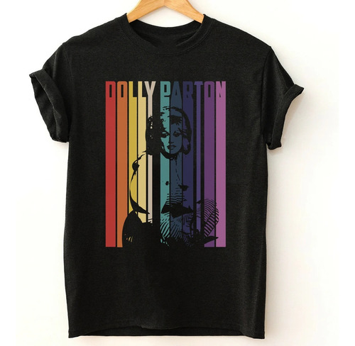 Polera Dolly Parton Para Hombre, Color Negro