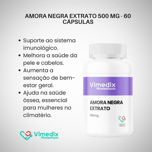Amora Negra Extrato 500 Mg - 60 Cápsulas