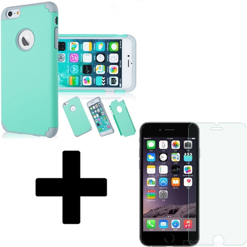 Protector 2 In 1 + Vidrio Templado iPhone 5 6 6p 7 7p