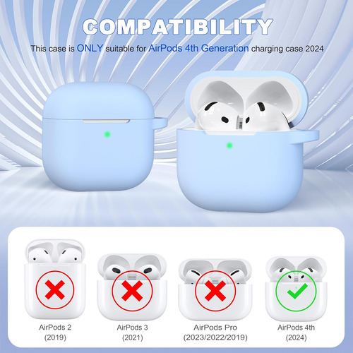 Funda Para AirPods De 4ª Generación 2024, Silicona Suave De
