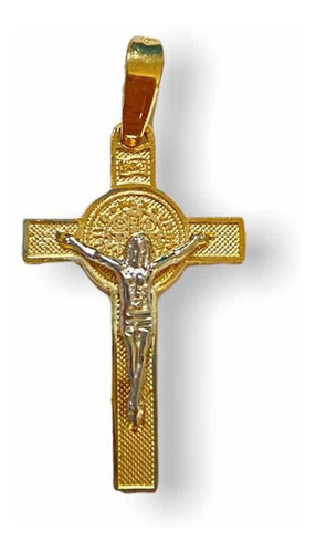 Dije Cruz San Benito Oro 14kt  Cristo Protección