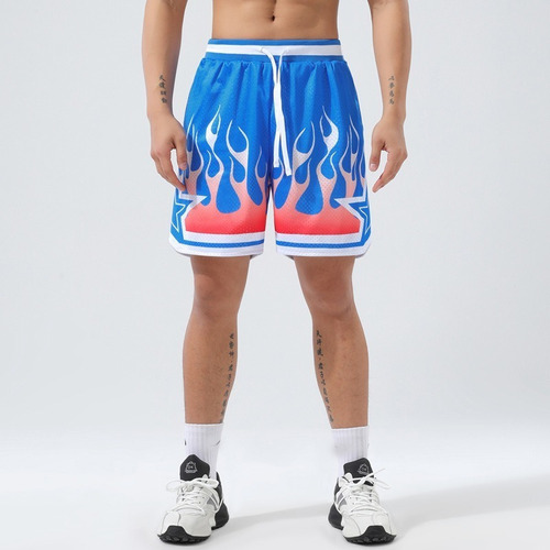 Pantalones Cortos De Baloncesto Con Estampado De Fuego [u]