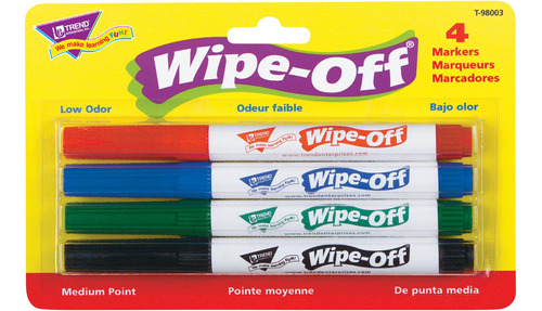 Paquete 4 Marcadores Wipe-off® Colores Estándar