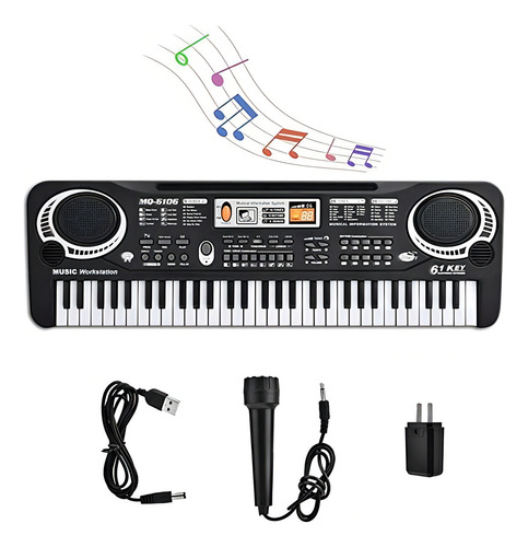 Teclado infantil com microfone, teclado de piano portátil com 61 teclas, piano digital, teclado infantil para iniciantes, piano eletrônico com 61 teclas, teclados de brinquedos musicais