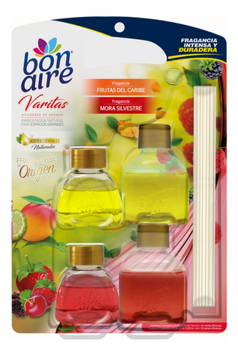 Ambientador Varitas Frutos Rojos-granadilla 40 Ml Y 80 Ml X4