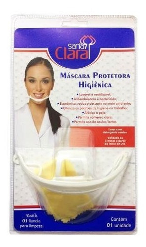 Máscara Protetora Higiênica Estética Preserva Maquiagem Não Embaça Santa Clara