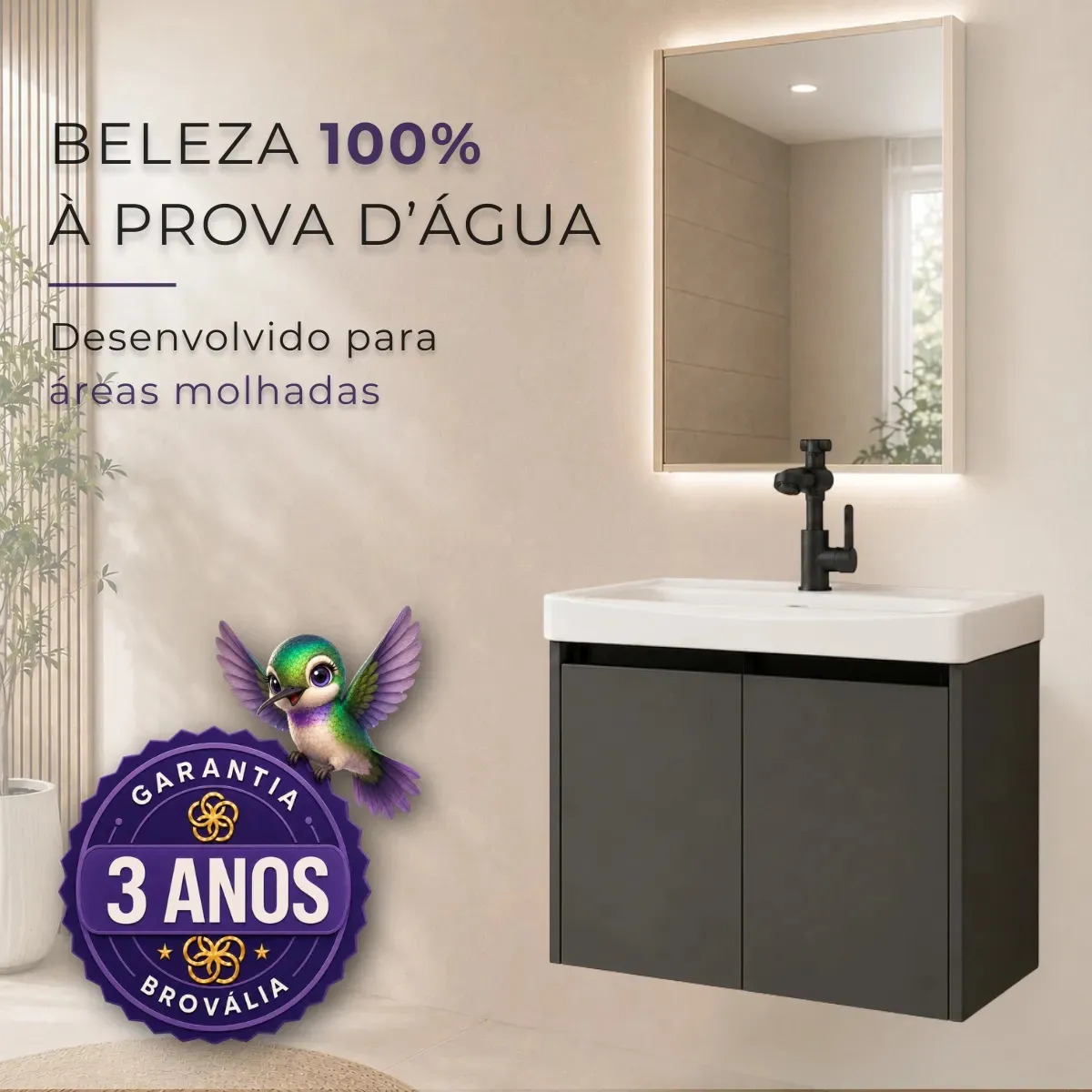 Gabinete Banheiro Suspenso 50cm Impermeável Cuba Pia Armário Grafite Cinza Lavável Moderno Lavabo Bancada Móvel Industrial