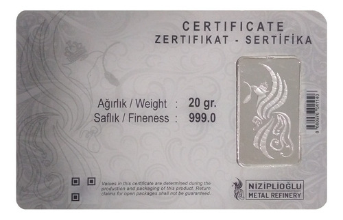 Nzp 20 Gr Lingote De Plata 999 - Estambul