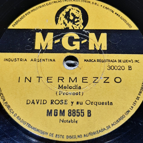 Pasta David Rose Y Su Orquesta Mgm C497