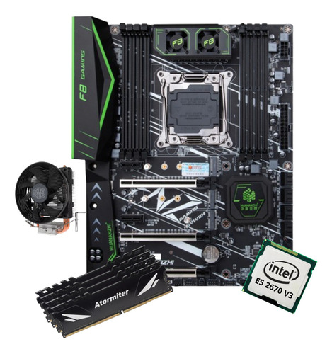 Kit Gamer Placa Mãe X99 Huananzhi F8 Xeon E5 2670 V3 128gb
