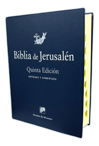 Imagen 1 de 6 de Biblia Catolica De Jerusalen Tamaño Manual Vinil Azul Indice