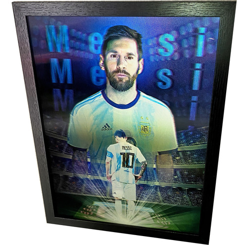 Cuadro Lenticular 40x30 Cm 3 En 1 De Lionel Messi La Pulga