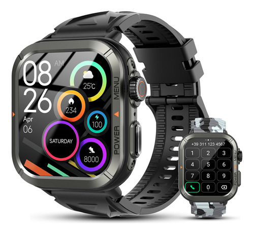 Smartwatch Relojes Inteligentes Iowodo C20PRO W30 Bluetooth Tactico Deportivos Llamadas Impermeable Smart Watch 1.83 Tft Ip68 Resistente Al Polvo A Los Golpes Y Al Agua 
