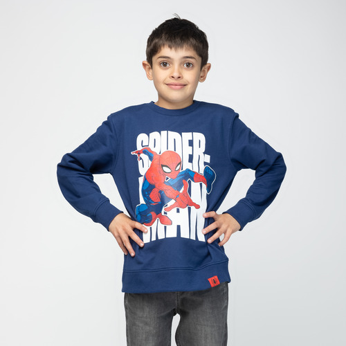 Poleron Niño Spiderman Jumping Azul Oscuro Marvel