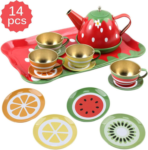 Set Juego 14pcs Tazas Y Tetera, Fiesta De Té, Cocina Niña