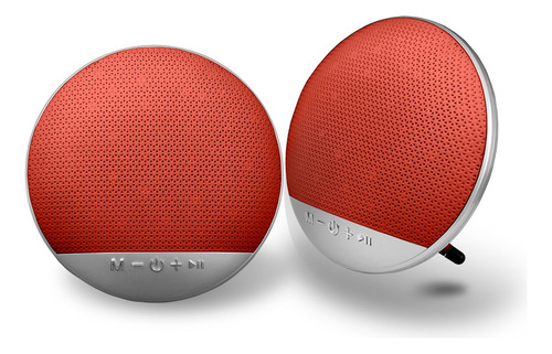 De 2 Bocinas Redondas Bluetooth Portátiles Con Soporte Color Rojo