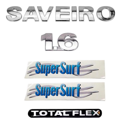 Kit Emblemas Saveiro 1.6 Super Surf (2) G3 G4 G5 Totalfelx