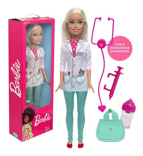 Boneca Barbie 70cm Profissão Médica Veterinária Articulada 