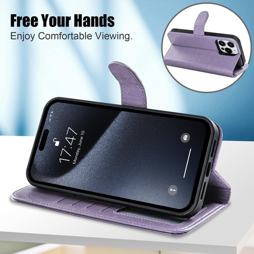 Funda Para iPhone 15 Pro Max Cartera Desmontable En Lavanda