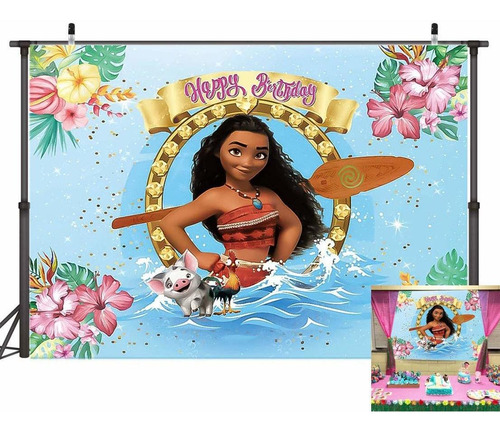 Summer Beach   Moana Theme Backdrops  Flowers Blue   Gi...