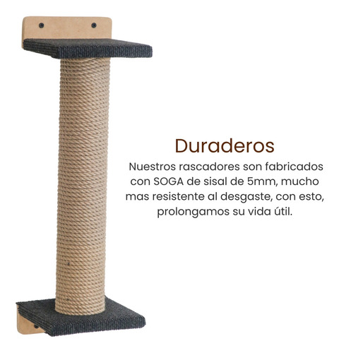 Rascador Para Gatos De Pared Tapizado. Combo Sid Color Gris oscuro
