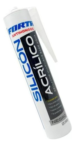 Kit De 6-silicón Acrílico Negro Forta 380gr