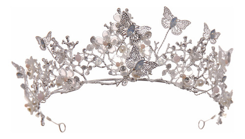 Diadema Con Corona De Novia Con Forma De Mariposa De Cristal