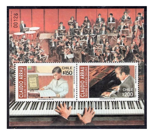 Estampilla Sello Chile Claudio Arrau Pianista Chileno 1992