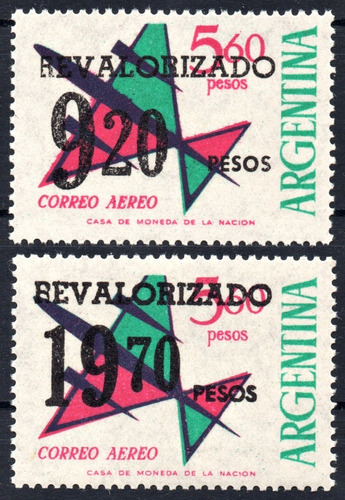 Argentina 1975 Gj 1699/700** Me A152/53 Mint Revalorizados A