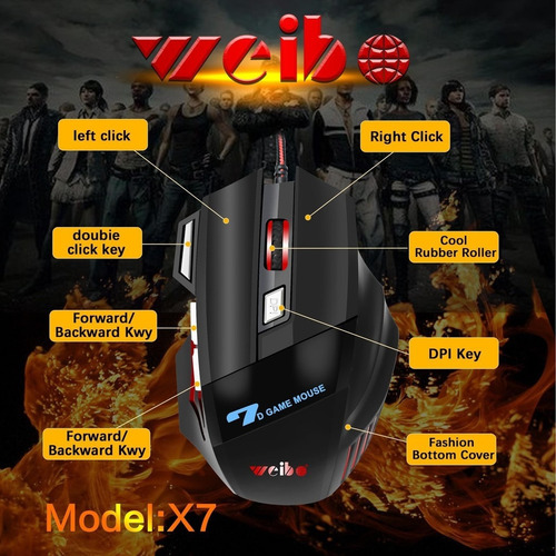 Mouse Gammer X7 2400dpi Laser Usb 7 Botões Profissional
