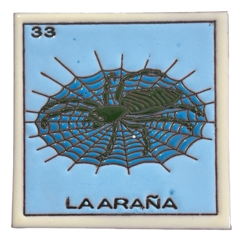 Lotería Azulejo Artesanal Tipo Talavera Relieve 10pz #alrn01 La Araña