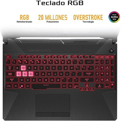 Laptop gamer Asus TUF Gaming FX506LH negra 15.6", Intel Core i5 10300H 8GB de RAM 512GB SSD, NVIDIA GeForce GTX 1650 144 Hz 1920x1080px Windows 10