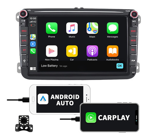 Auto Estéreo Pantalla Carplay Con Gps Bt 8 Pulgadas Para Vw