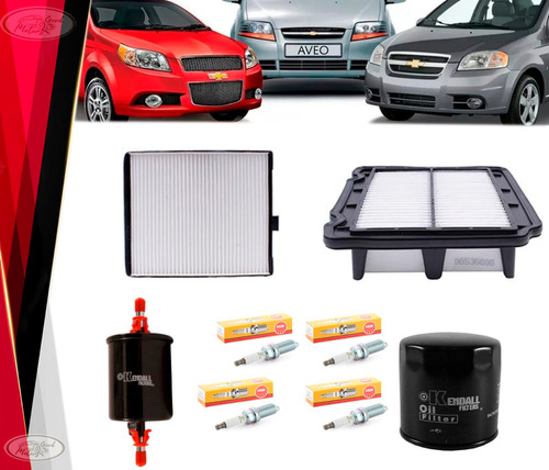 Kit Filtros + Bujias Ngk Chevrolet Aveo 1.4 2004 Al 2016