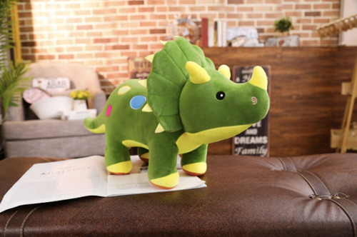 Brinquedo de dinossauro macio Triceratops, pelúcia para crianças, cor verde