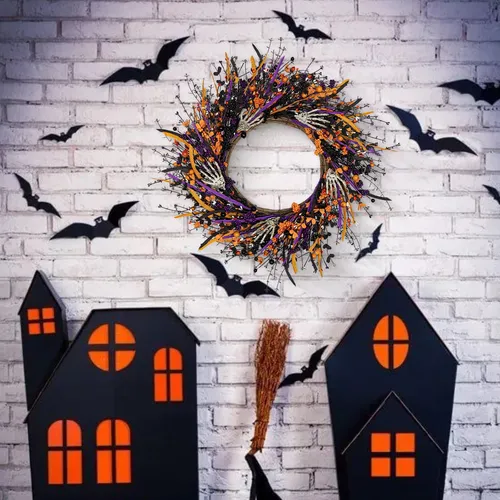 Corona De Halloween Con Forma De Esqueleto Violeta Y Perenne