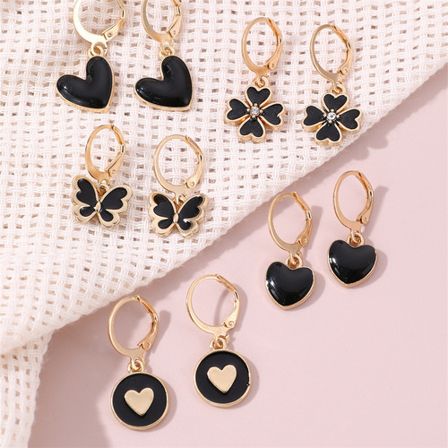 5 Pares Aretes Pequeñosde Mujer Pendientes Colgantes Chicas