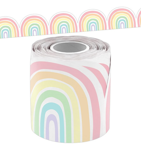 Pastel Pop Rainbows Diecut Rolled Border Trim 50ft Deco...